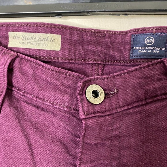 ANTHRO AG ADRIANO GOLDSCHMIED The Stevie Ankle Slim Straight Jeans Size 30R Plum - Picture 5 of 6